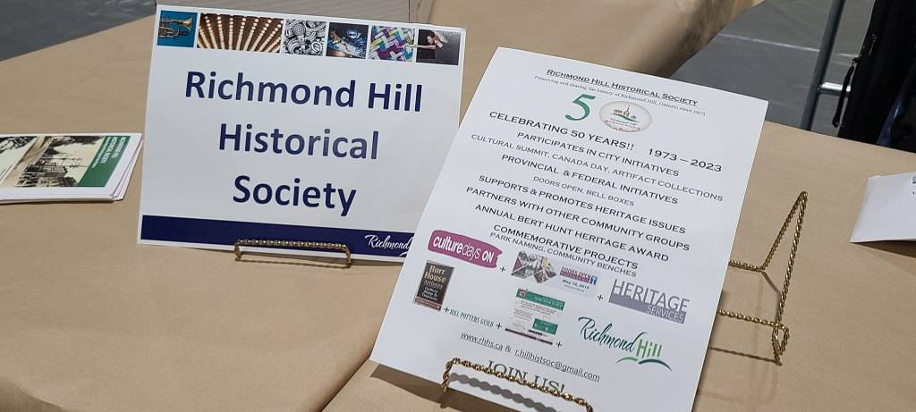 Richmond Hill Historical Society booth highlighting our 50th Anniversary in 2023 (photo courtesy of Vera Tachtaul)